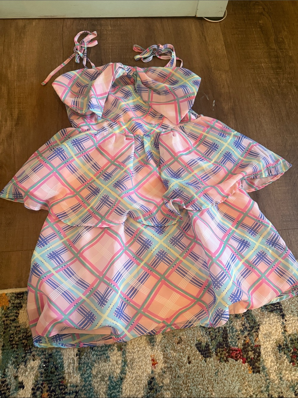 Pink Plaid Ruffle Sundress